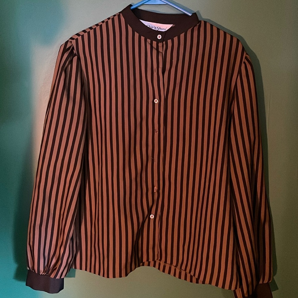 Brown/black striped blouse